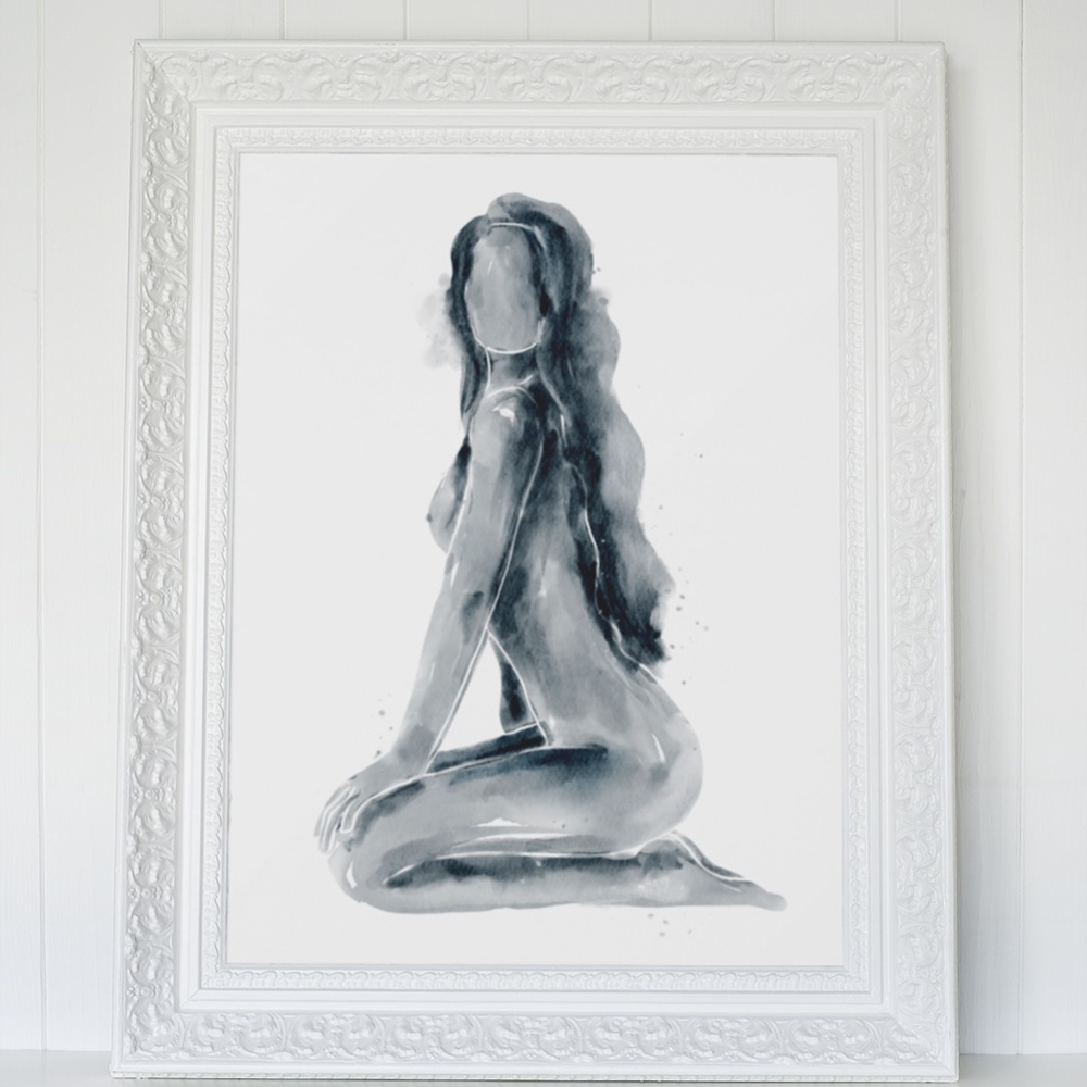 Watercolor Abstract Nude Woman Portrait Print Poster Unframed - Picture 6 of 14